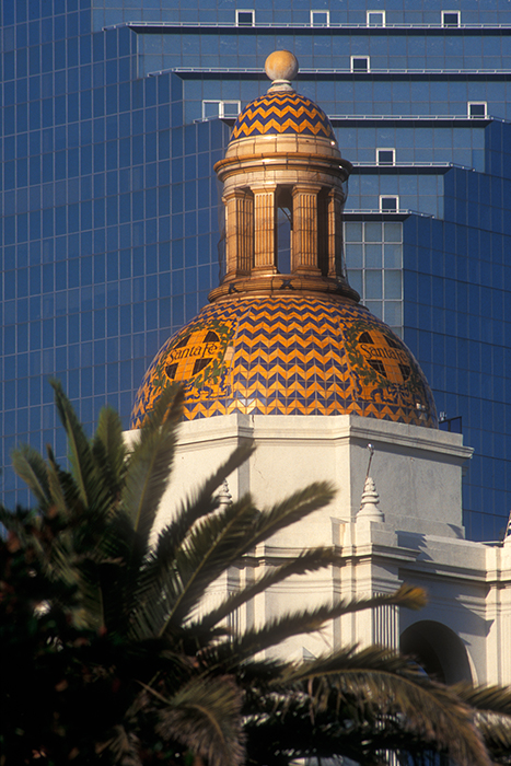 Old Santa Fe Station Contrasted with Modern San Diego Office Building