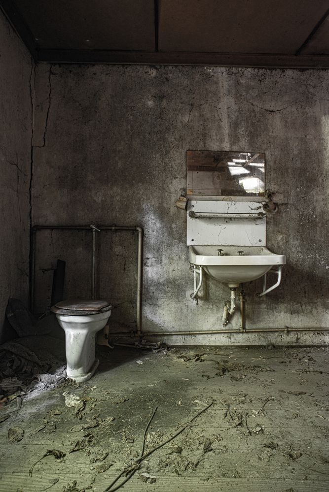 Old toilet with washbasin