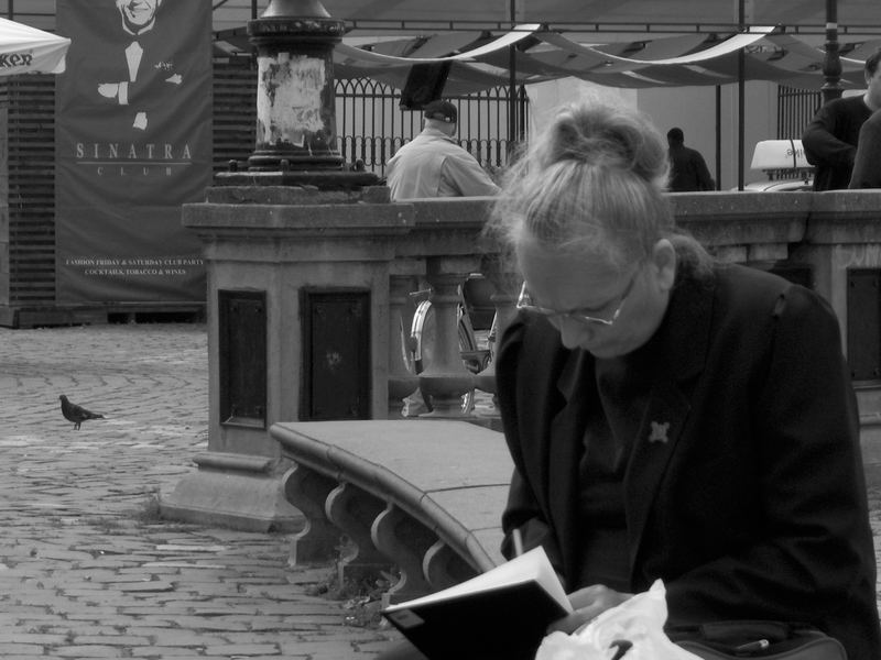 old woman reading