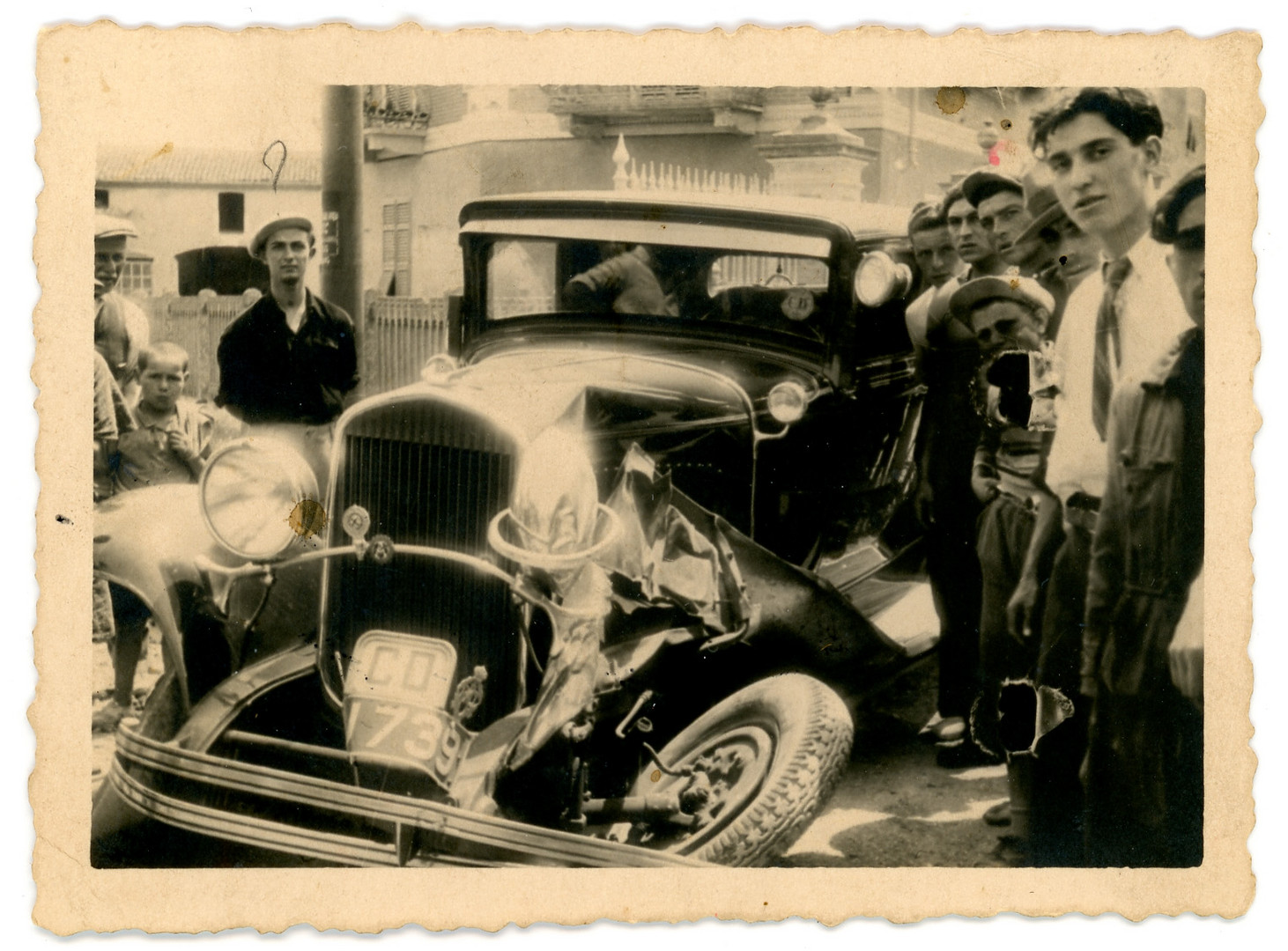 Oldtimer-Unfall in Italien, ca. 1935