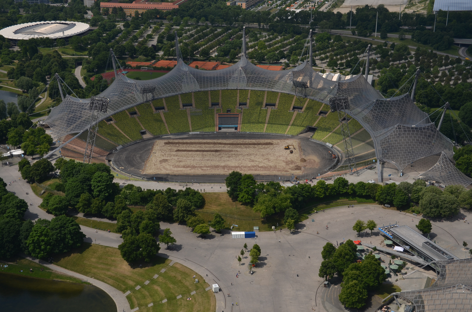 Olympiastadion vom Olympiaturm aus.