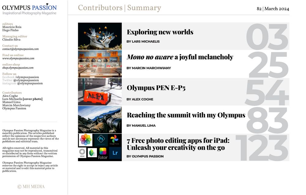 Olympus Passion Photography Magazine_82-2 Inhalt