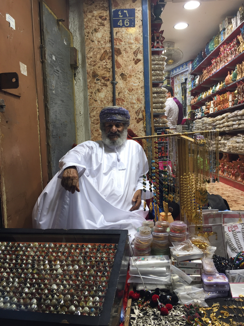 Omani Vendor at the Traditional Old Market in Muscat