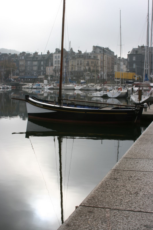 on a foggy day in honfleur