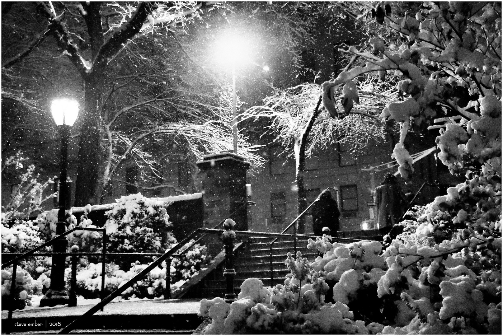 On a Snowy Evening in Central Park - No.6 - Stairs to 5th Ave