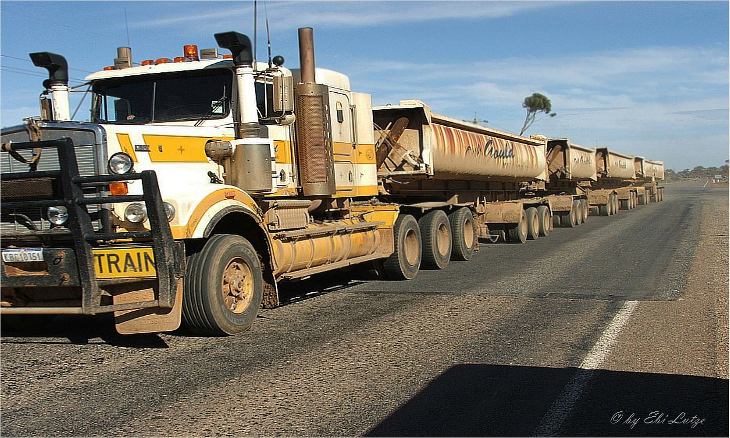 ** On how many Wheels is he driving ?/ Road Train Menzie Goldfields **