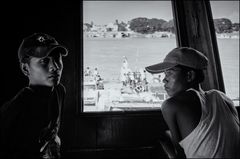 On the bridge of the ferry across the river Chindwin.