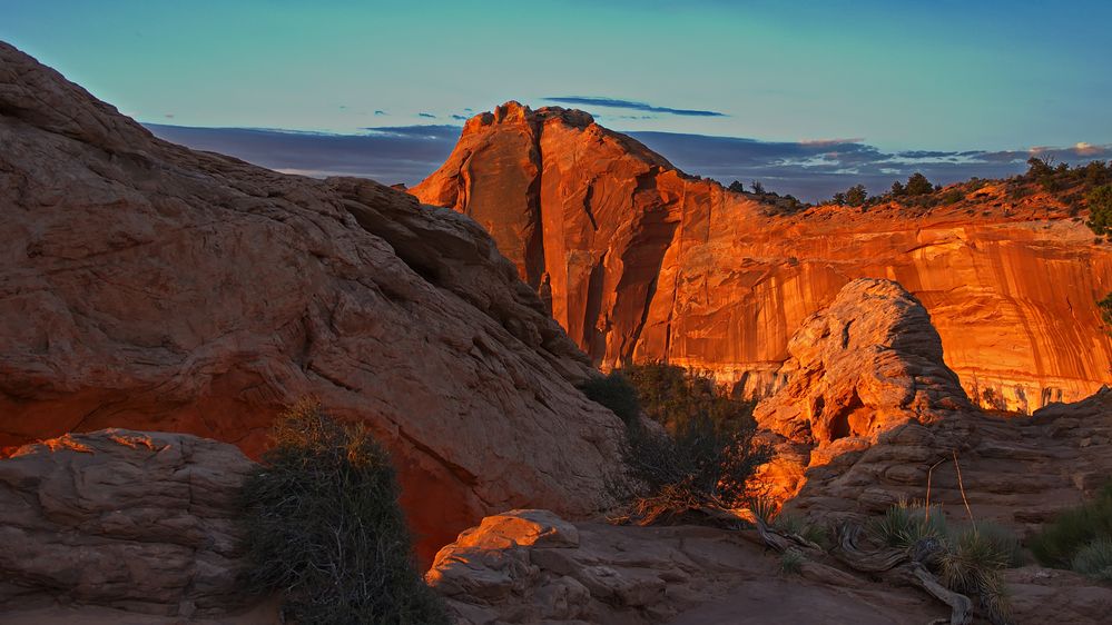 on the right of Mesa Arch