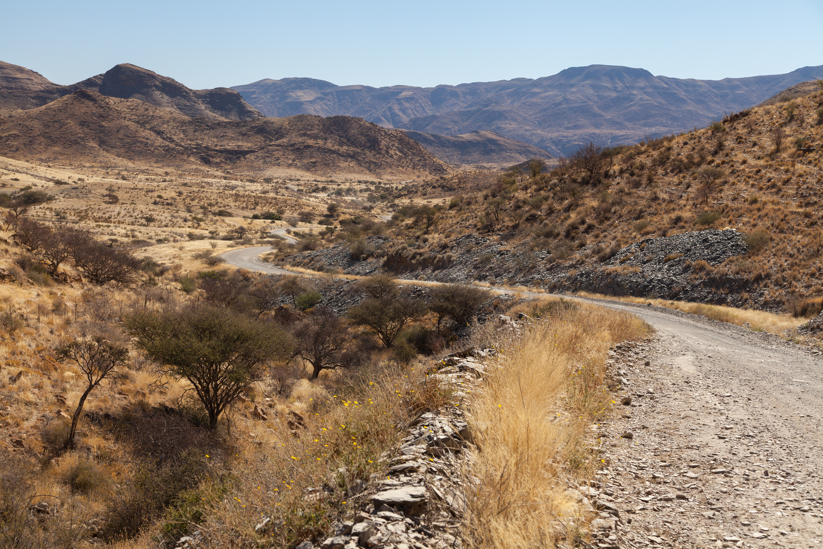 on the road in Namibia