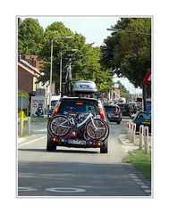 ... on the road, modern caravan passing through in Schoondijke