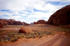 on the road through monument valley