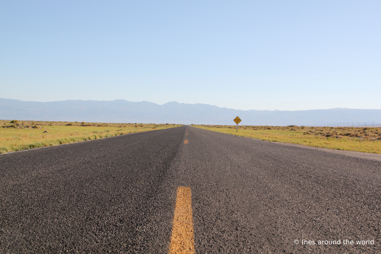 On the road to Death Valley: "Caution of blowing dust"