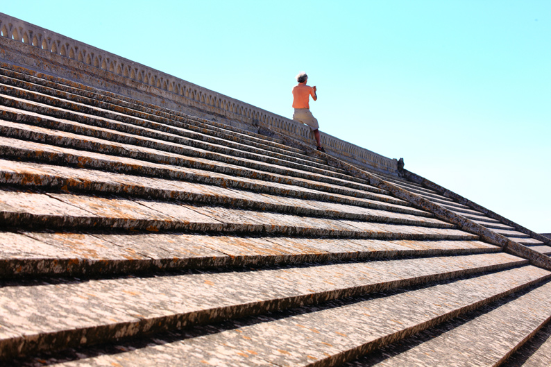 on the roof of the church