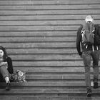 on the stairs