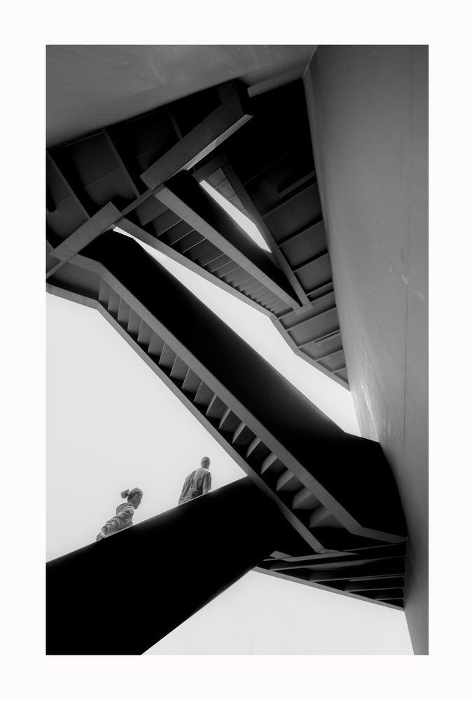 on the stairs