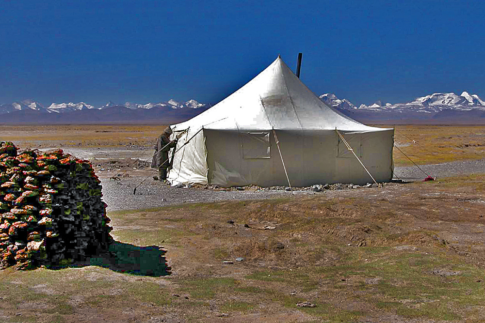 On the way along steppe landscape