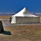 On the way along steppe landscape