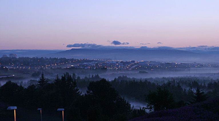 One foggy morning in Reykjavik Iceland