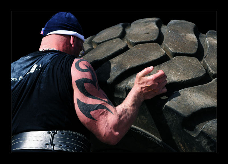 one man, one tractor tyre...