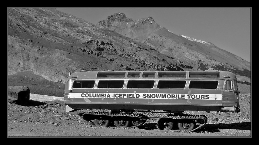 Onto the icy slopes of the Athabasca Glacier