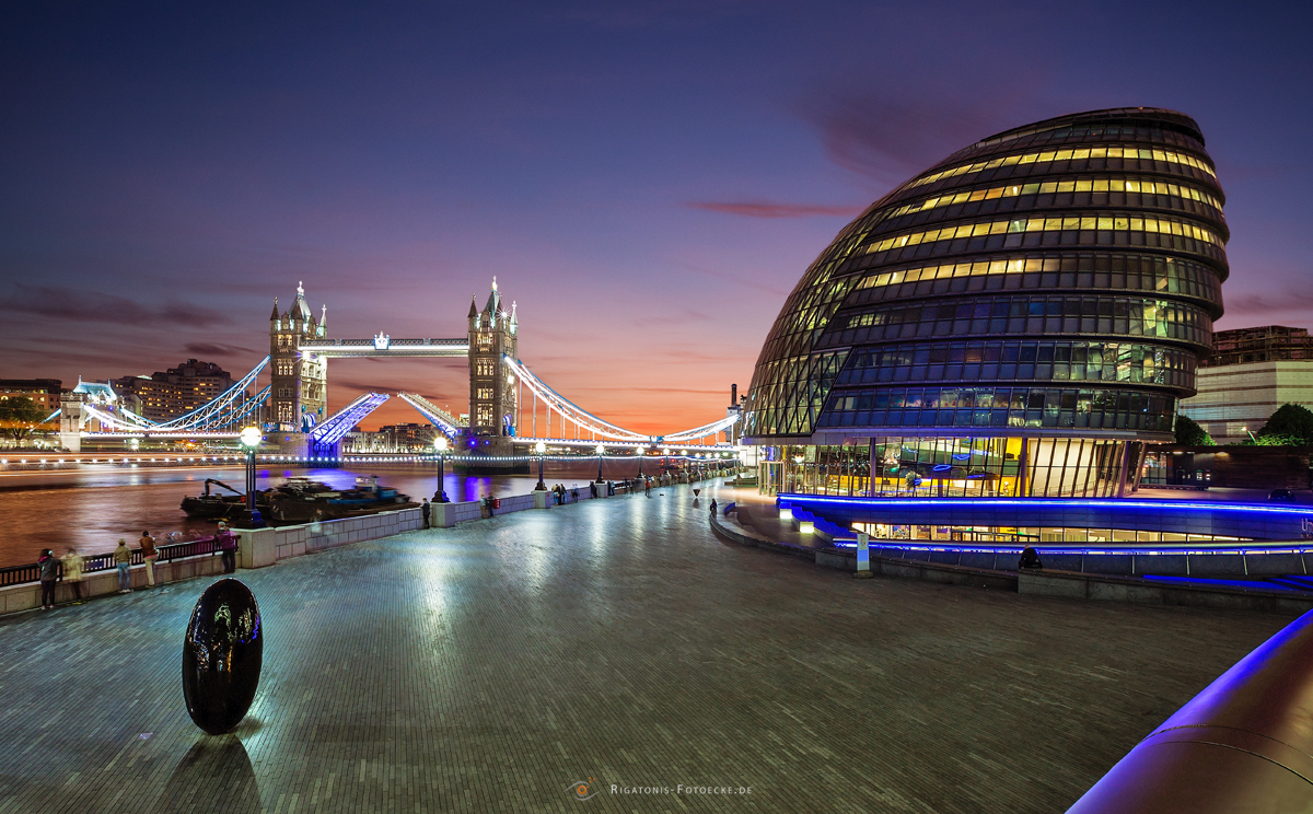 opend Tower Bridge and Town Hall, London