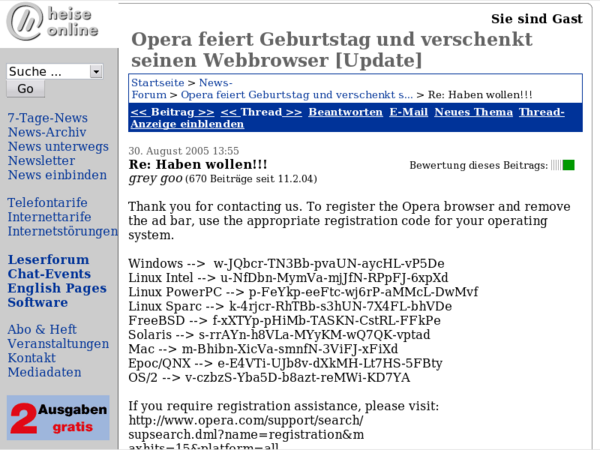 Opera hat 10 jährigen Burseltach :)