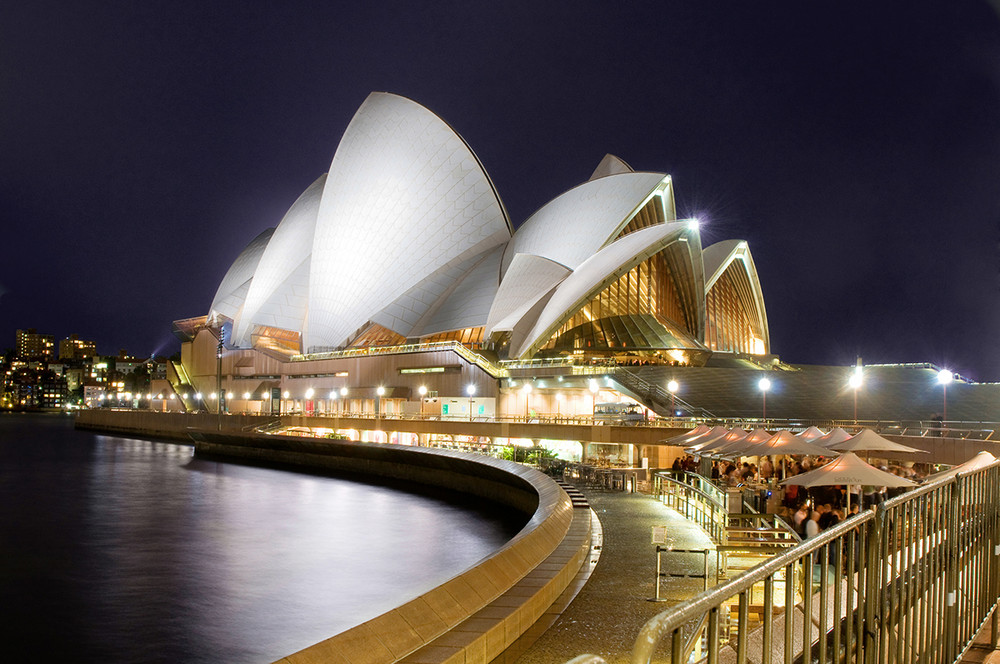 Opera house at night