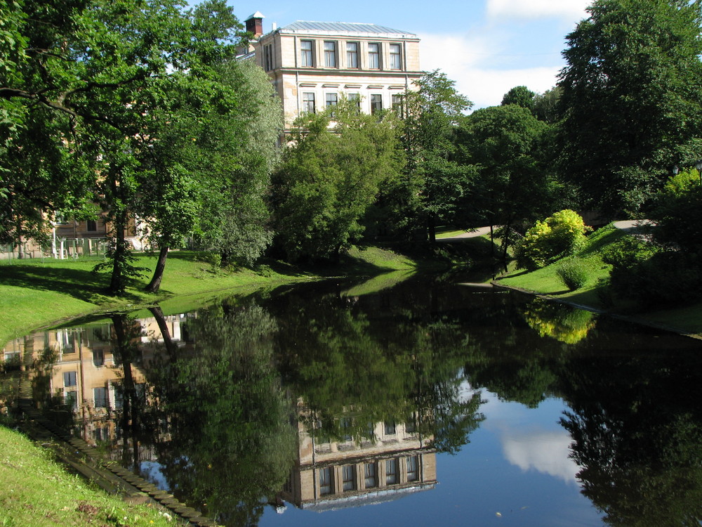 Opera of Riga reflecting in the river