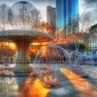 Opernplatz in Frankfurt zur goldenen Stunde