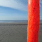 ORANGE  Pfahl in der Nordsee / St. Peter Ording