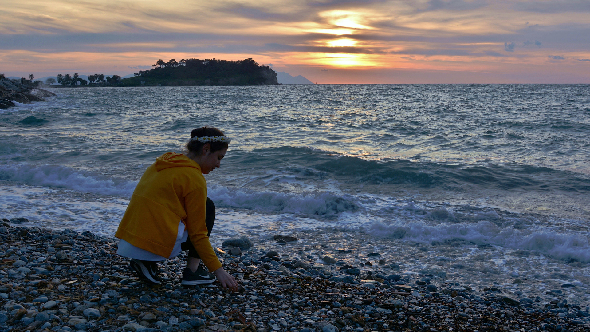 Orange sunset at the seaside