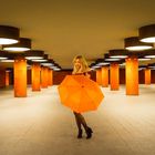 Orange Umbrella Girl 