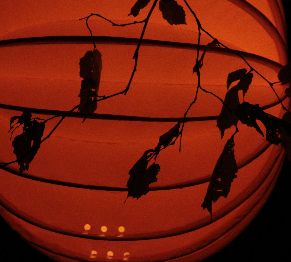 Oranger Lampion bei Nacht