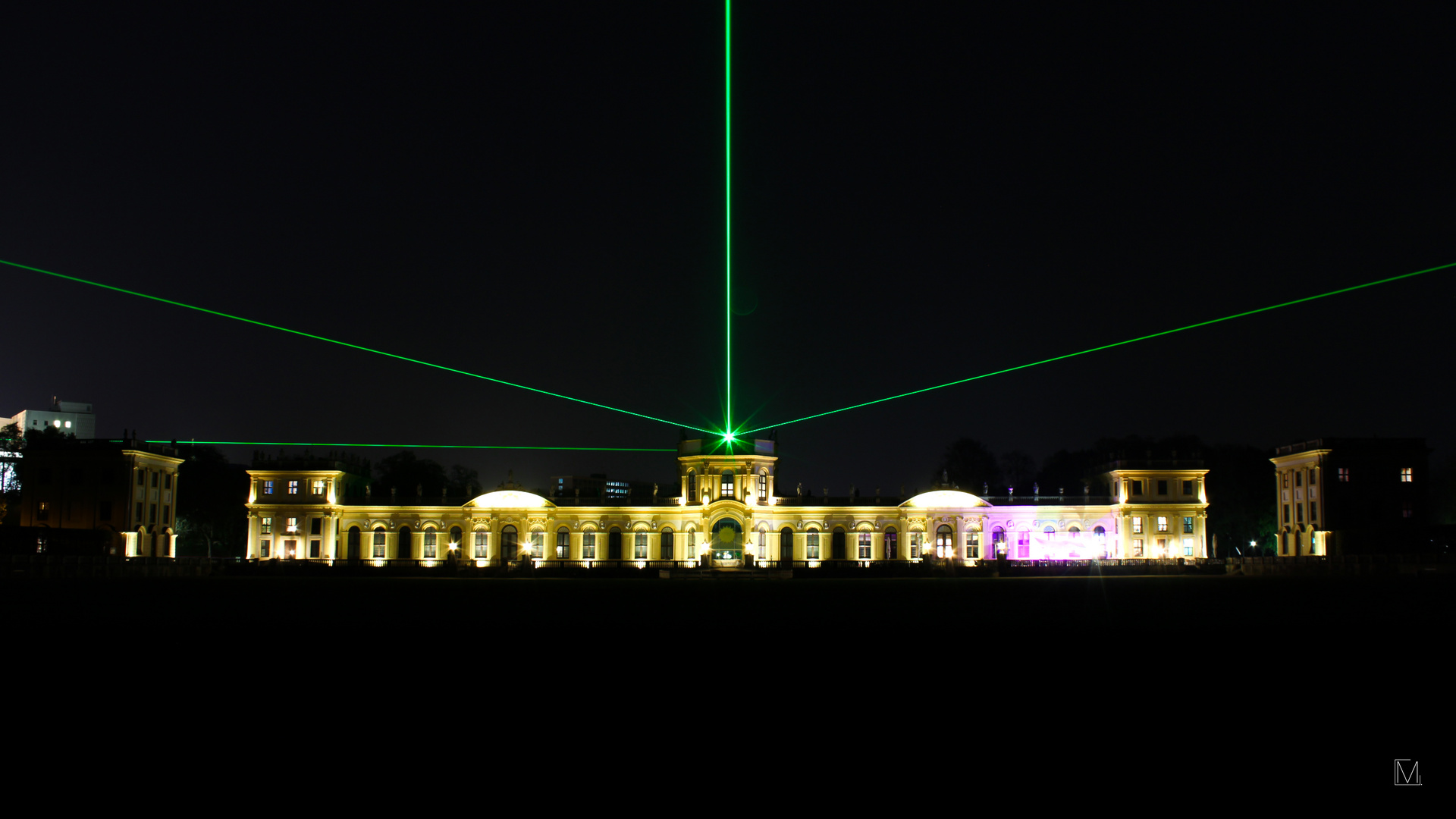 Orangerie und die Laserinstallation Laserscape