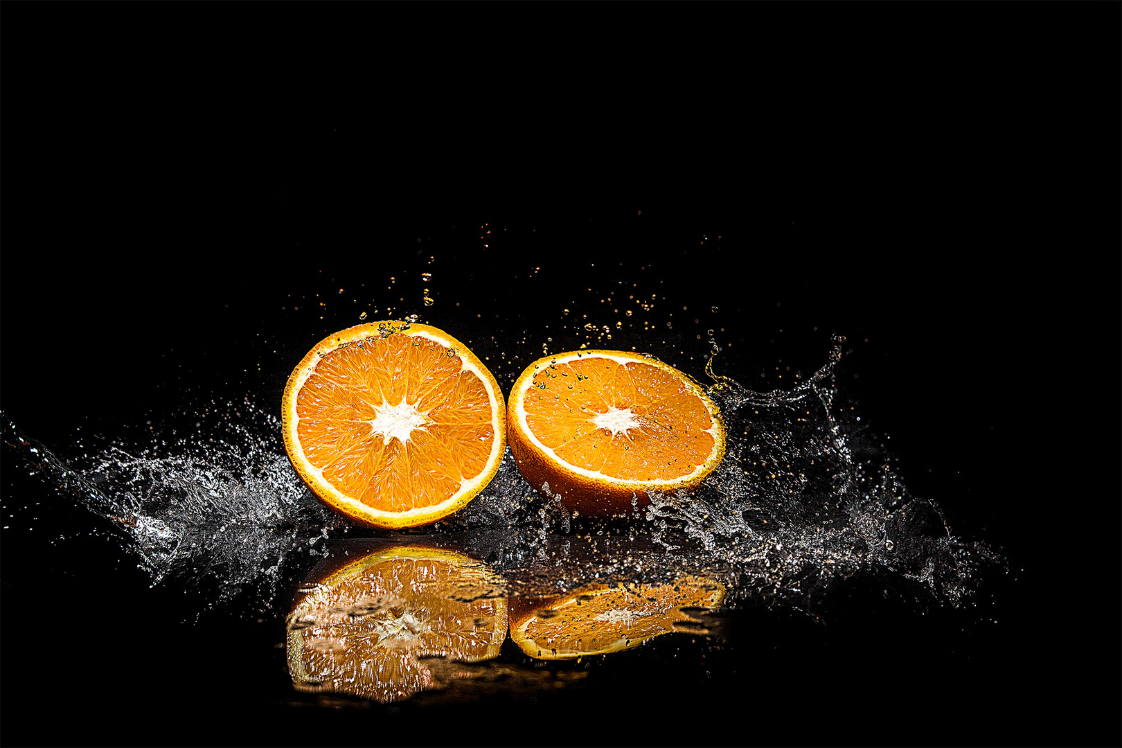 Oranges under shower