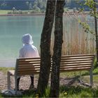 Ordensfrau in Weiß mit Blau.