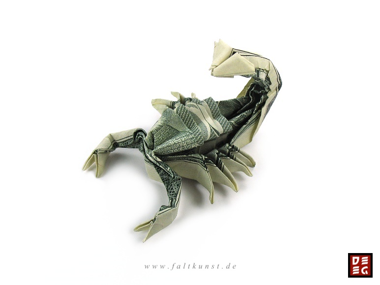 Origami Skorpion - Dollar Bill Scorpion by Rudolf Deeg