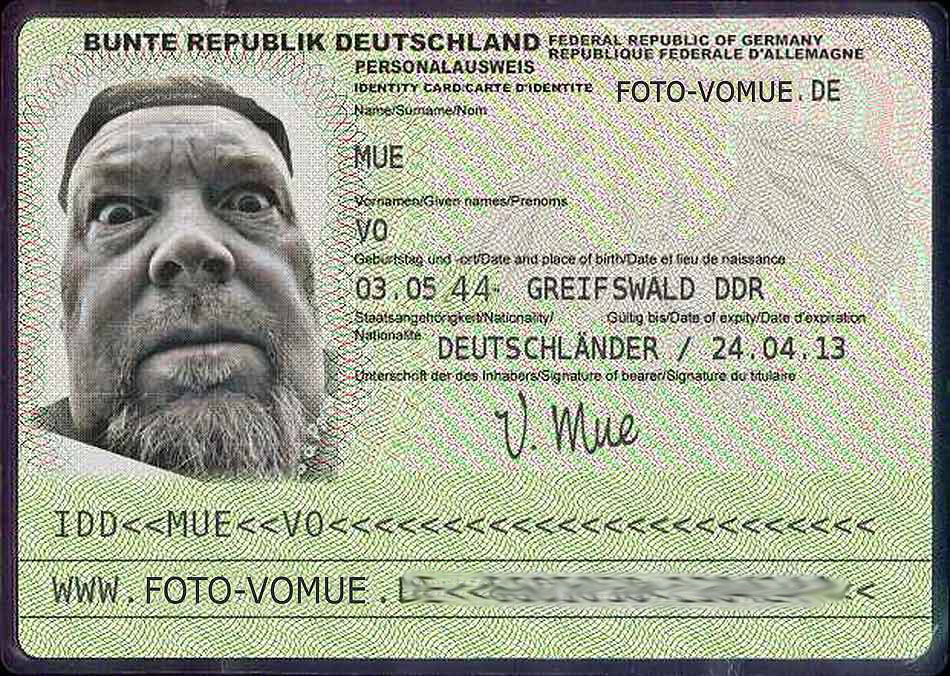 Originol Personalausweis der Buntes Republik Deutschland