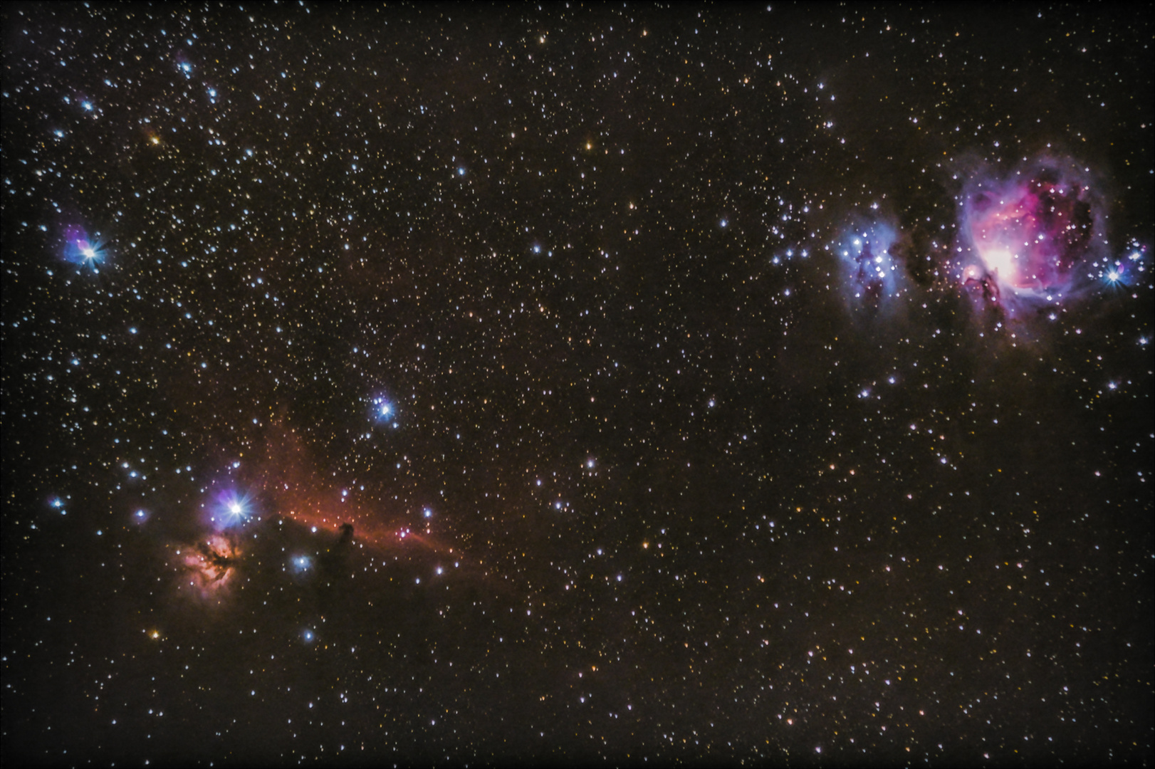 Orion: M42, M43, Running Man, Pferdekopfnebel und Flammen ...