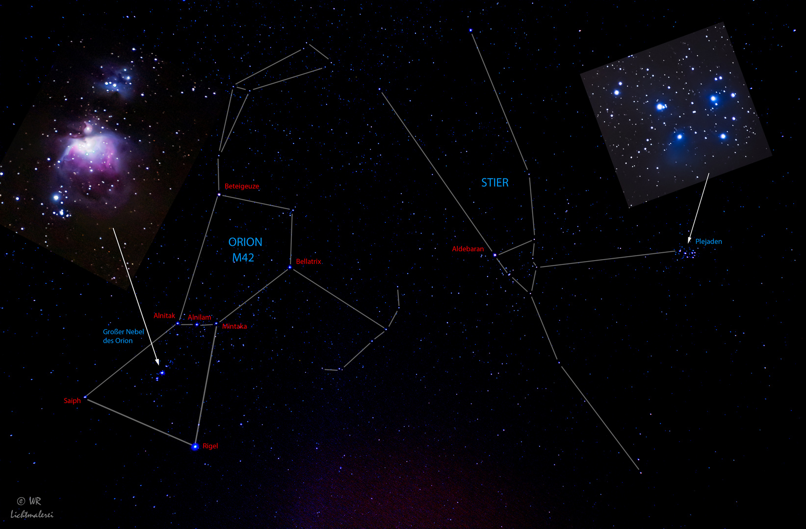 Orion, Stier und die Plejaden