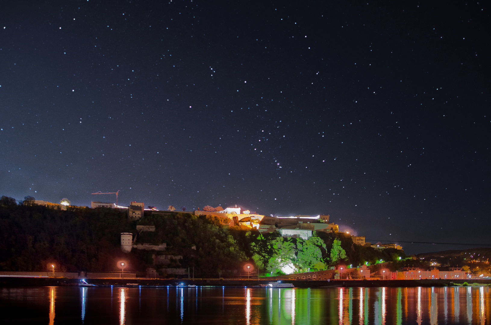 Orion über der Festung Ehrenbreitstein, Koblenz