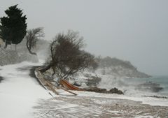 Orkanbura an der kroatischen Küste