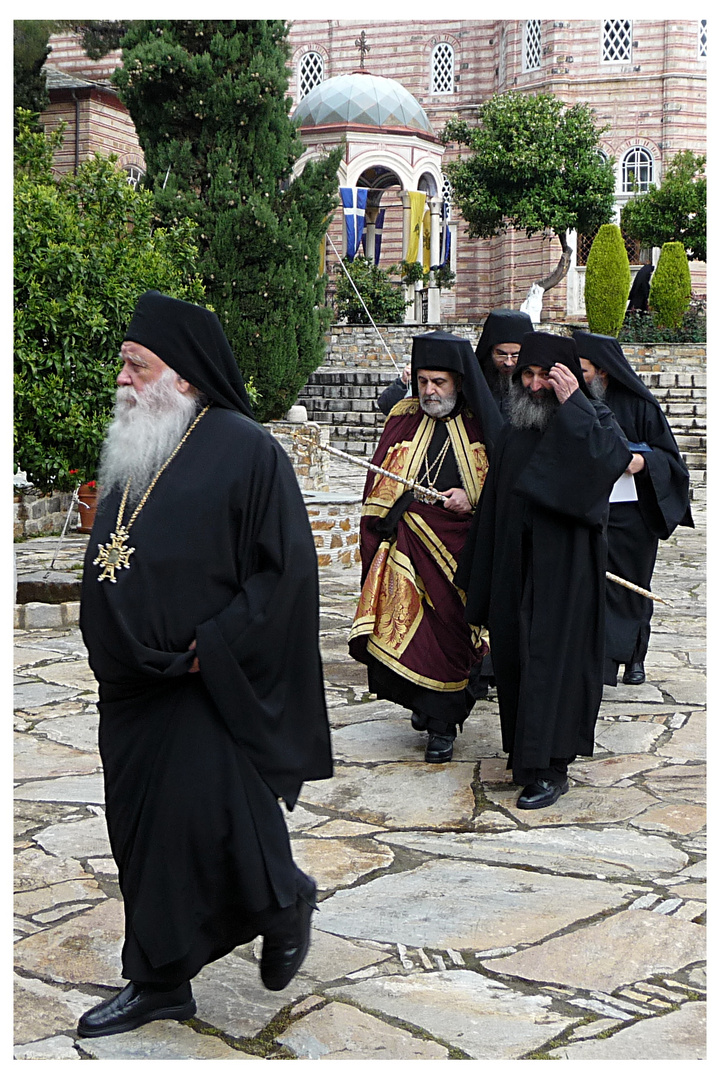 Orthodoxe Würdenträger im Kloster Xenofontos (Athos)