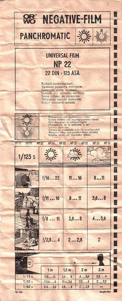 ORWO NP 22 Beipackzettel aus alten DDR-Zeiten