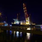 Ostend harbour at night