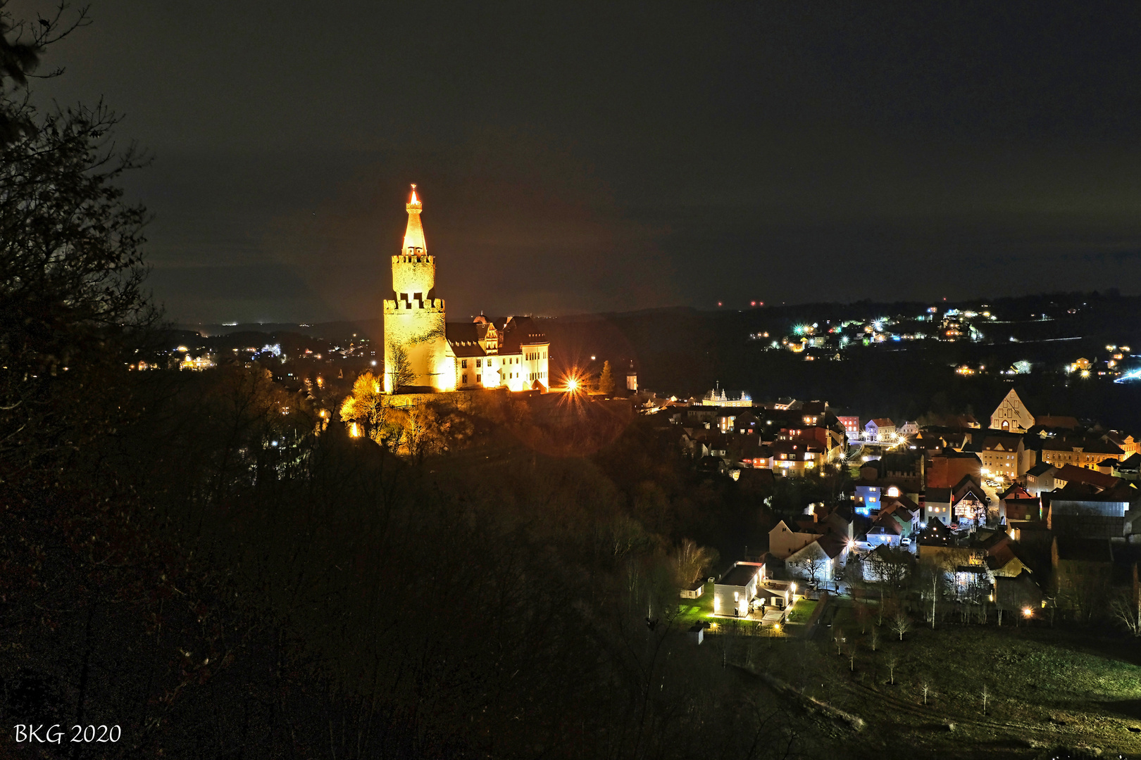 Osterburg Weida im Dezemberabendlicht