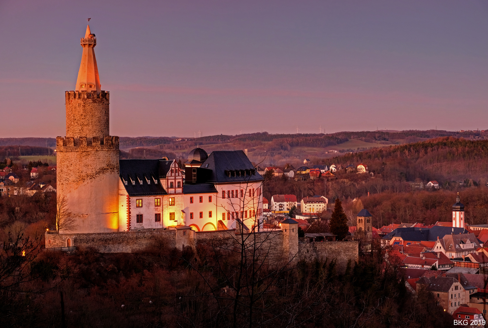 Osterburg Weida zur Blauen Stunde