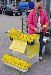 Osterglockenverkäuferin in Lüttich