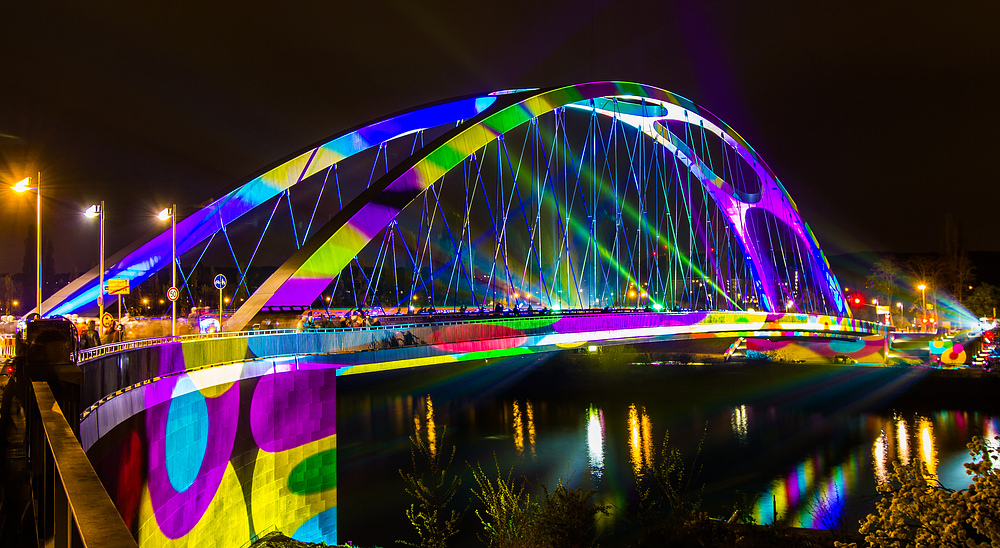 Osthafenbrücke in Frankfurt zur Luminale 2014 Nr.2