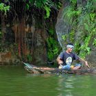 Other Bali Aga fisherman in his log-boat